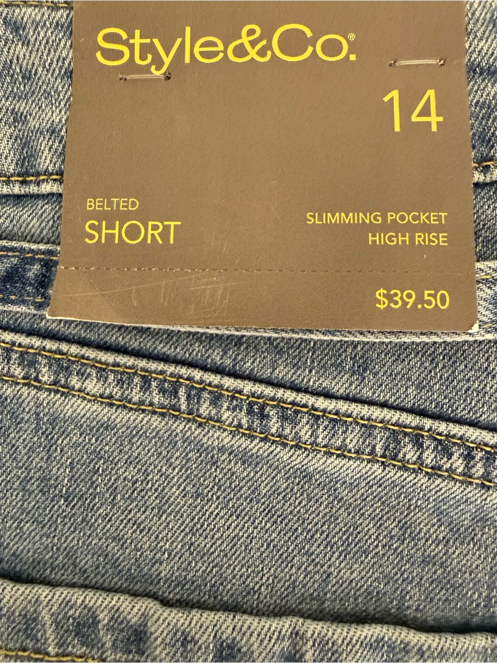 Style & Co. Blue Denim Belted Shorts NWT size 14 - Picture 2 of 6